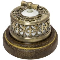 Выключатель перекрестный фарфоровый "Salvador" OP31KVWT, белый с декоративной накладкой "латунь"